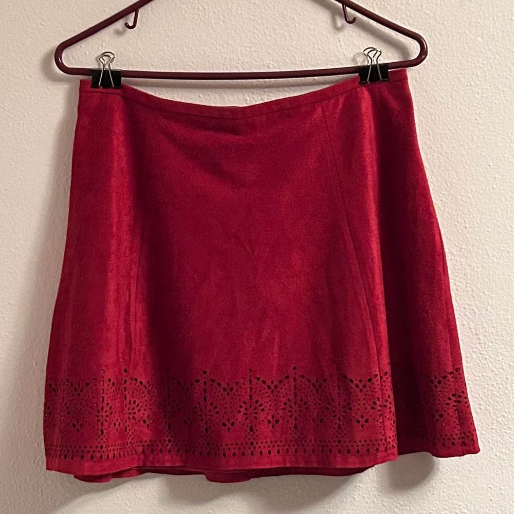 Express Burnt Red Faux Suede A-line Skirt